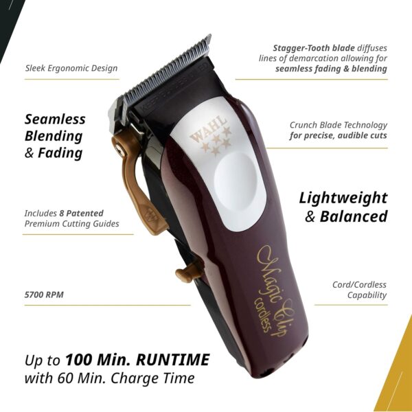 WAHL PROFESSIONAL CLIPPER 5 Star Burgundy 8148 - Image 2