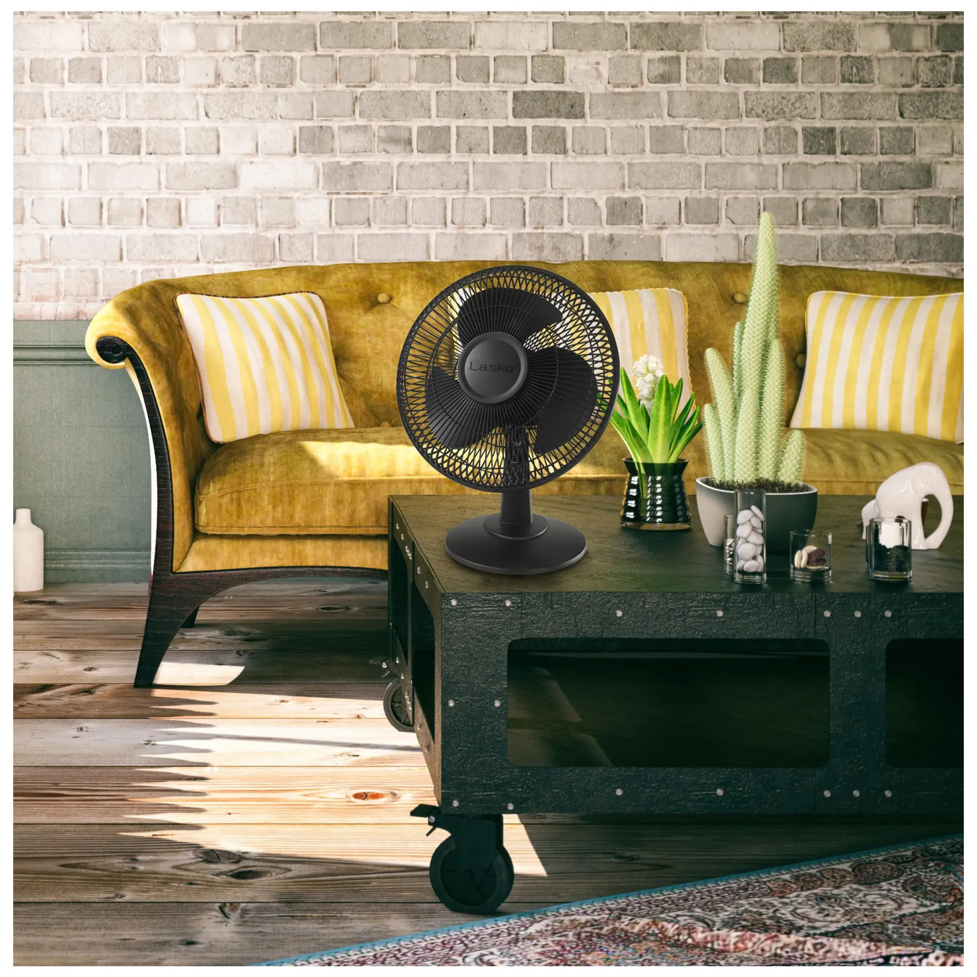 Lasko 12" 3-Speed Oscillating Table Fan with Tilt-back, 2017, Black - Image 3