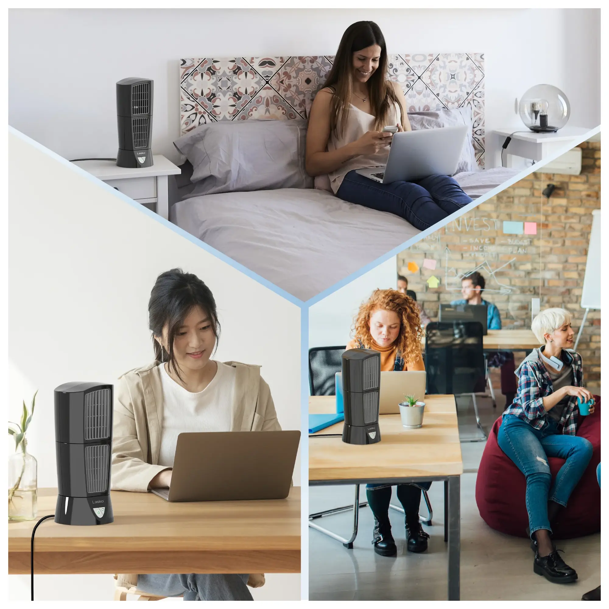 Lasko 14" Desktop Wind Tower 3-Speed Oscillating Table Fan, 4916, Black - Image 3