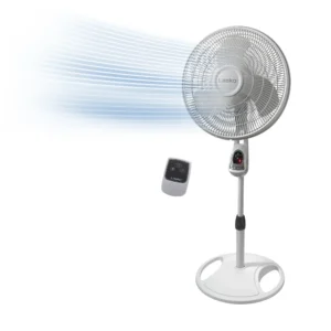 Lasko 16" 3-speed Pedestal Fan with Remote & Timer (white, model 1646)