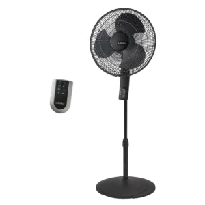 Lasko 16" 4-speed Pedestal Fan with Remote & Timer (black, model S16612)