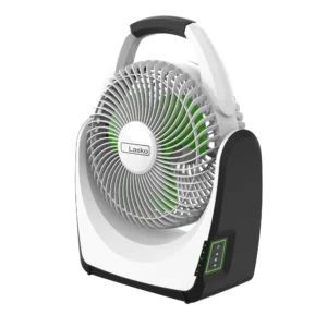 Lasko 17" 5-Speed Portable Battery Fan with 18V Lithium Ion Battery and Adapter, RB200, White
