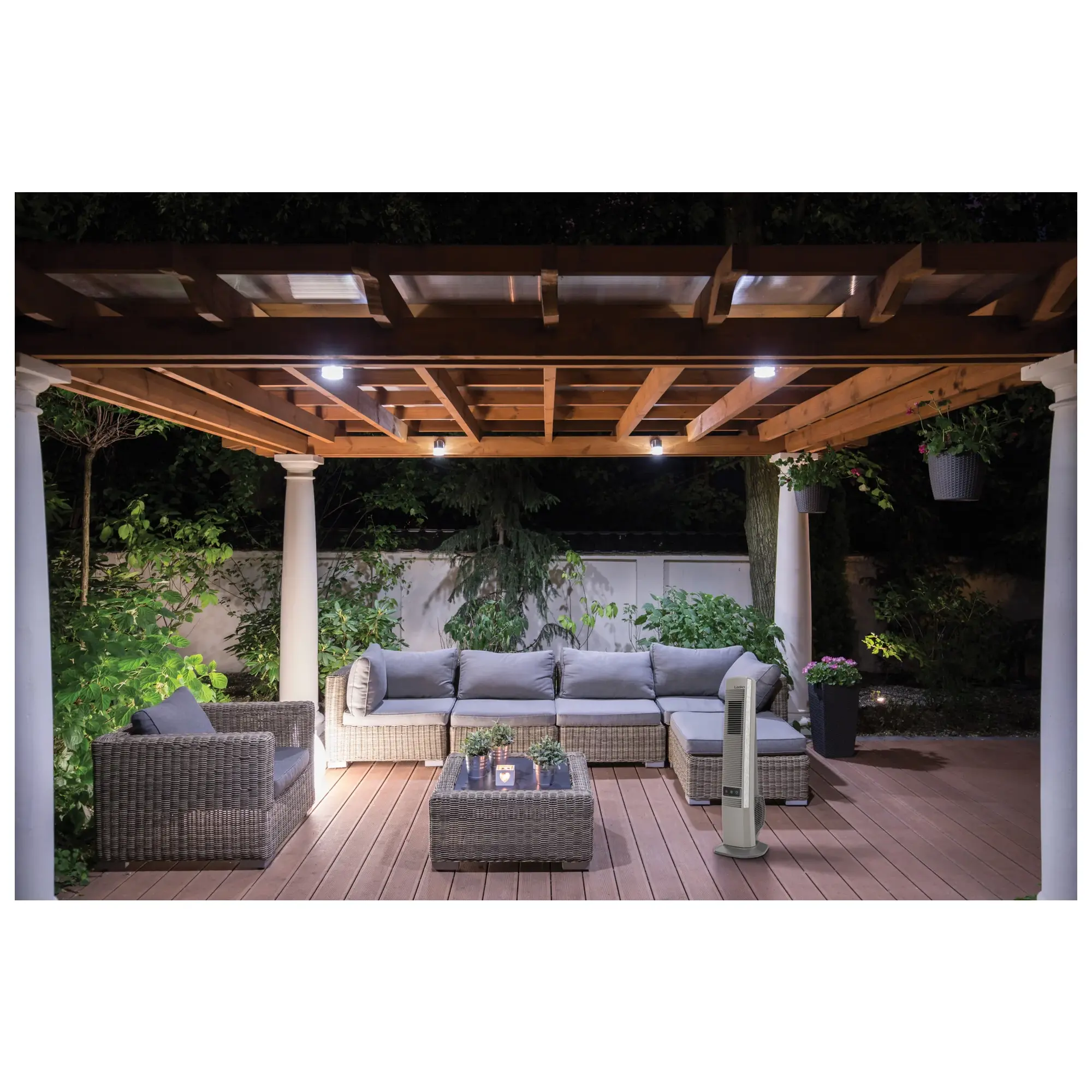 Lasko 42" 4-Speed Oscillating Outdoor Tower Fan with 10-Foot Power Cord, YF202, Gray - Image 4