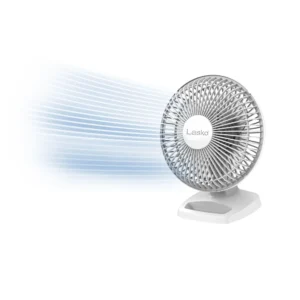 Lasko 6" 2-Speed Personal Table Fan with Storage Tray, 2002W, White
