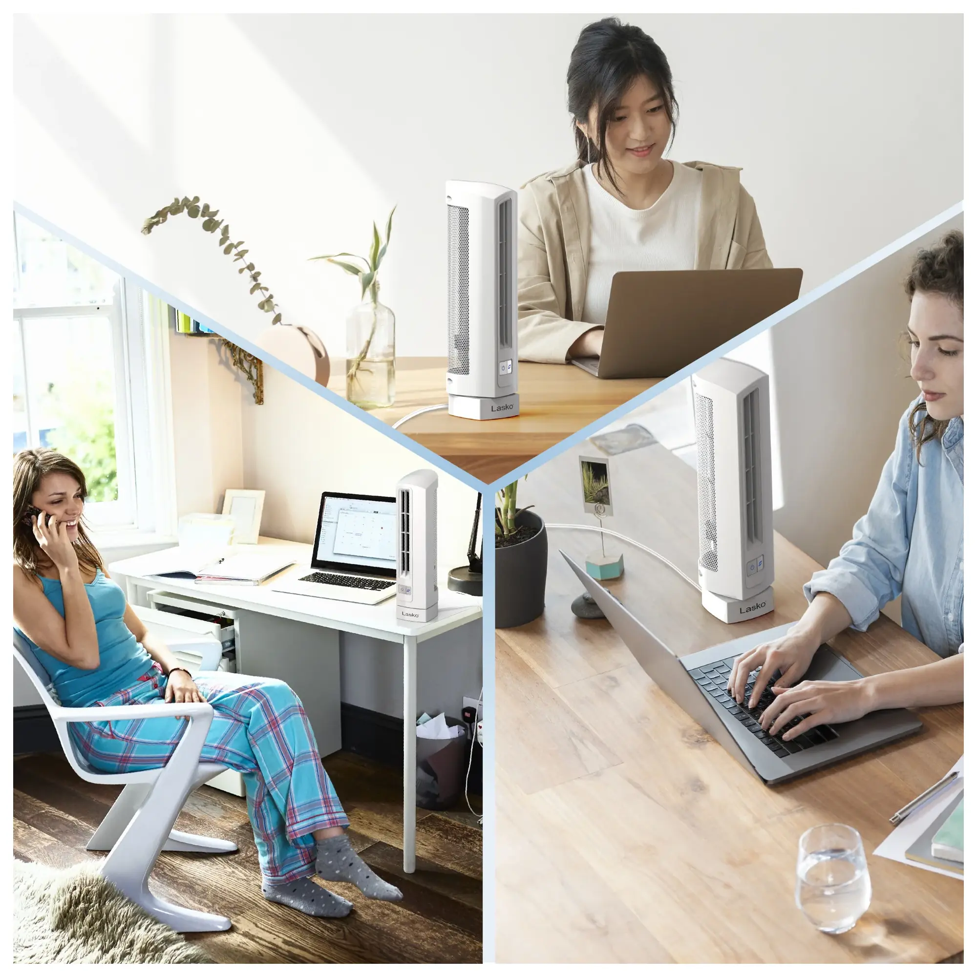 Lasko Air Stik 14" Oscillating Ultra-Slim Tabletop Fan, T14100, White - Image 2