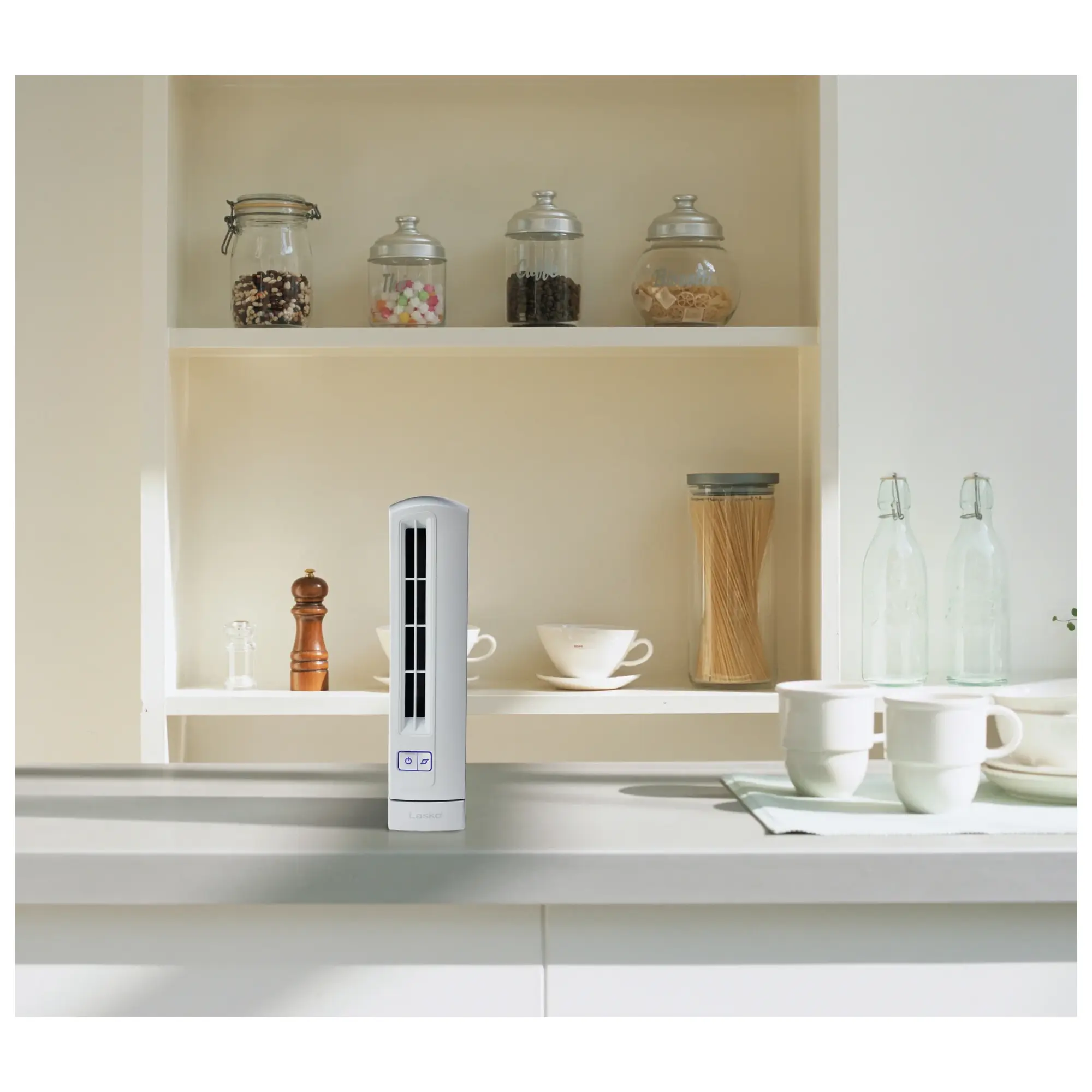 Lasko Air Stik 14" Oscillating Ultra-Slim Tabletop Fan, T14100, White - Image 3