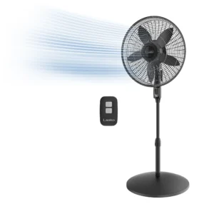 Lasko Cyclone® Max 18" 4-speed Pedestal Fan with Remote (black, model S18605)