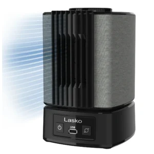 Lasko SlumberBreeze 2-in-1 Table Fan and White Noise Machine, SB100, Black