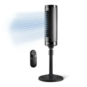 Lasko WhisperForce™ Summit Elevation 8-speed DC Motor Pedestal Tower Fan with Remote & Timer (black, model EST100)