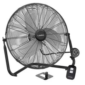 Lasko 20" High Velocity Commercial Floor or Wallmount fan with Remote Control, H20660, Black