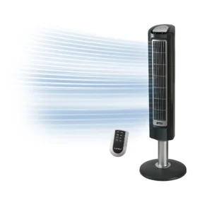 Lasko 32" Wind Tower 3-Speed Oscillating Tower Fan with Remote and Timer, 2519, Gray