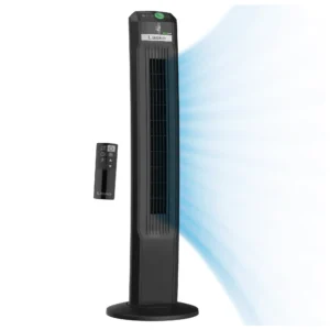 Lasko 42" 12-Speed EcoQuiet DC Motor Tower Fan with Remote Control, T42700, Black