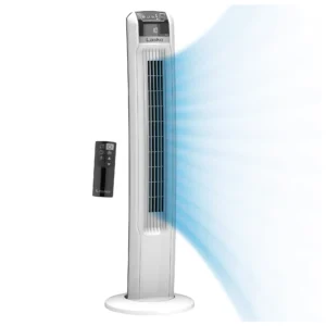 Lasko 42" 12-Speed EcoQuiet DC Motor Tower Fan with Remote Control, T42710, White