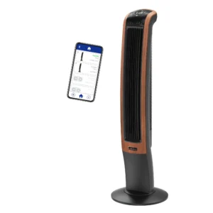 Lasko 42" Wind Curve 3-Speed Oscillating Tower Fan with Bluetooth® Technology, T42905, Woodgrain
