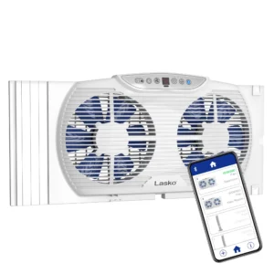 Lasko Electrically Reversible Twin Window Fan with Bluetooth Technology, W09560, White