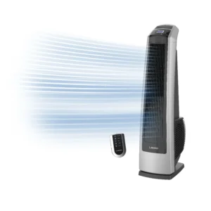 Lasko High Velocity Tower Fan with Remote Control, U35115, Silver/Black