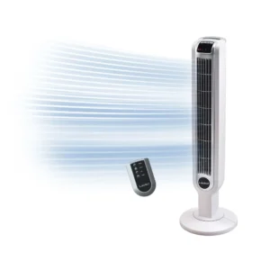 Lasko Portable 3-Speed Oscillating Tower Fan with Timer and Remote Control, 2510, White