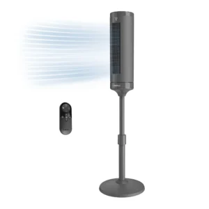 Lasko RTF100 54" Oscillating 8-Speed DC Motor Pedestal Tower Fan with Remote: Gray