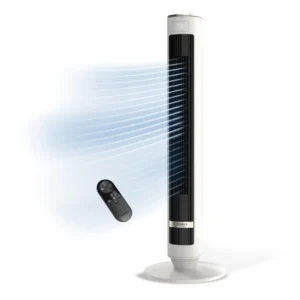 Lasko TDC405 WhisperForce™ DC 40" Tower Fan (12-speed, remote, white/black)